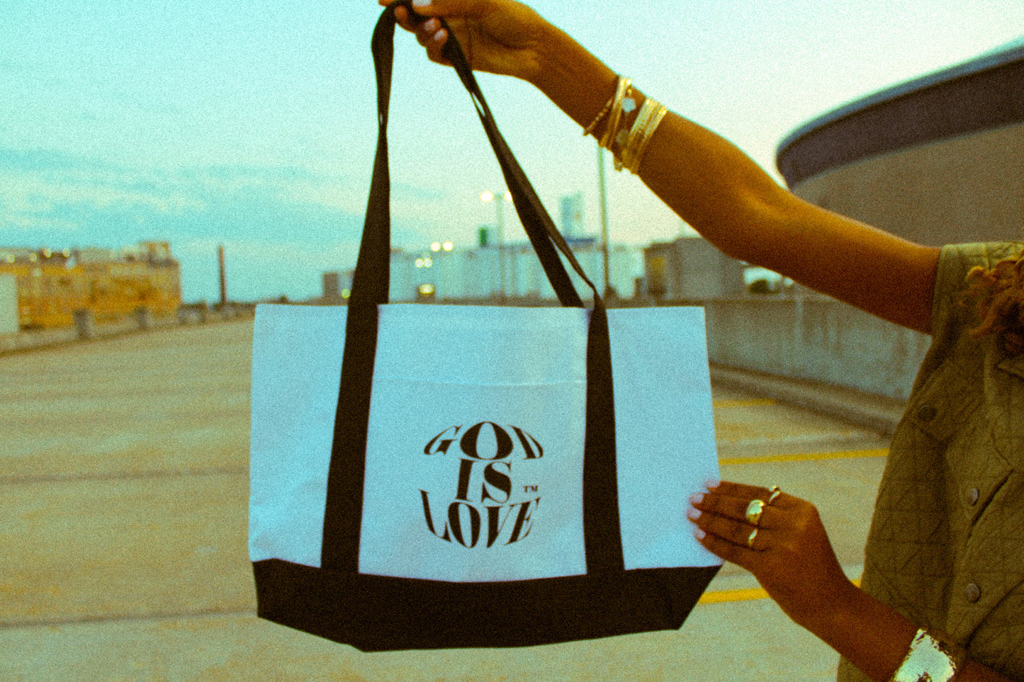 GOD IS LOVE TM White and Black Tote's